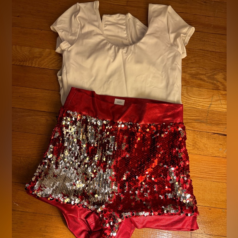 Balera White Leotard and Sparkly Shorts